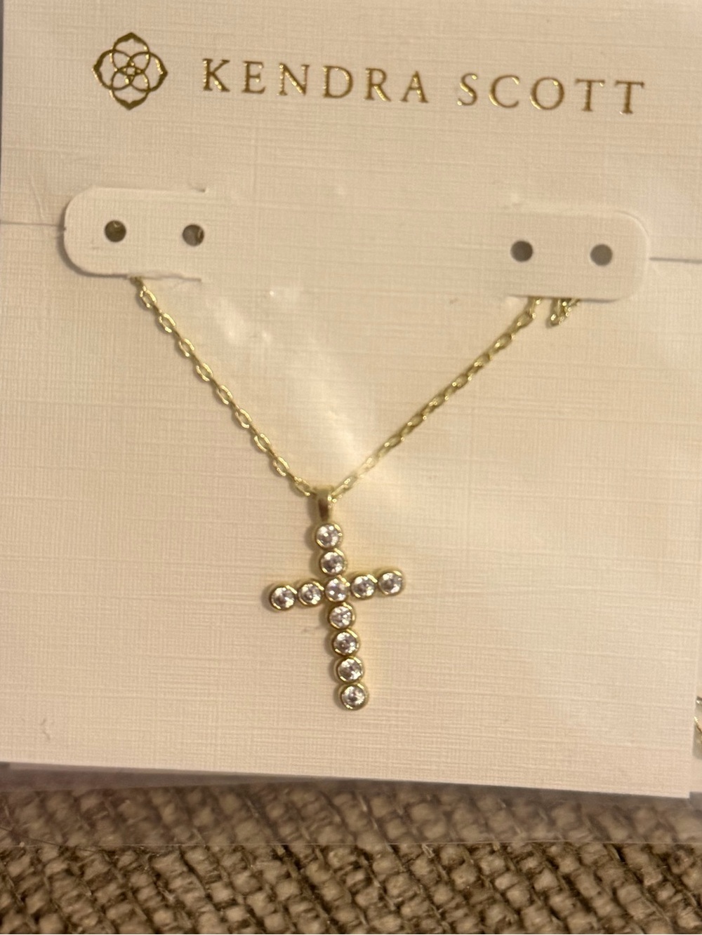 Kendra Scott Gold Kids Crystal Cross Necklace